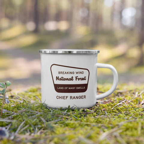Chief Ranger of Breaking Wind National Forest Enamel Camping Mug