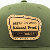 Breaking Wind National Forest Chief Ranger Leather Patch Trucker Hat